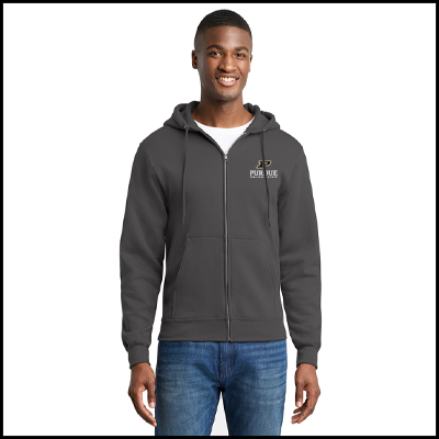 Full-zip hooded sweatshirt in charcoal