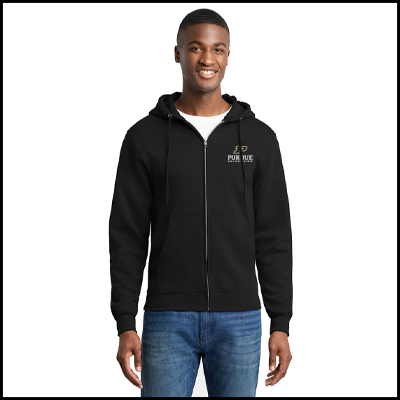 Full-zip hooded sweatshirt in jet black