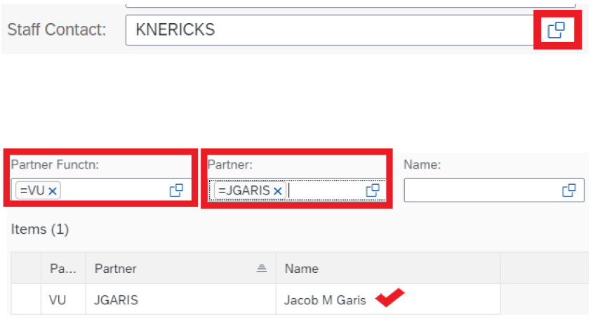 Staff Contact section