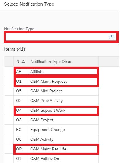 Notification Type box