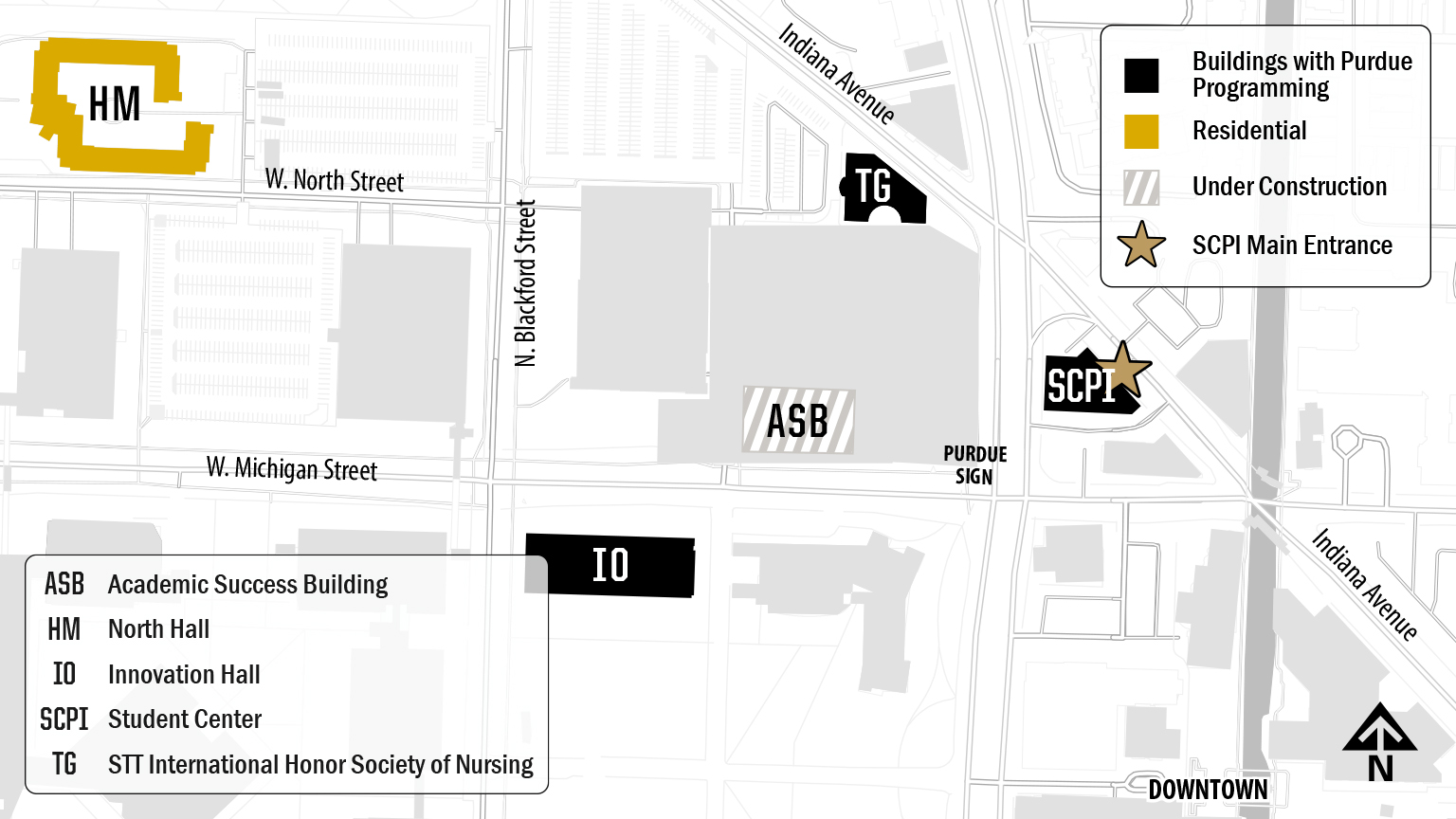 SCPI main entrance is on the northeast side of the building.