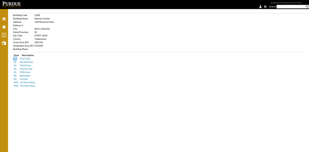 Screenshot of the STEW building information screen in FM:S