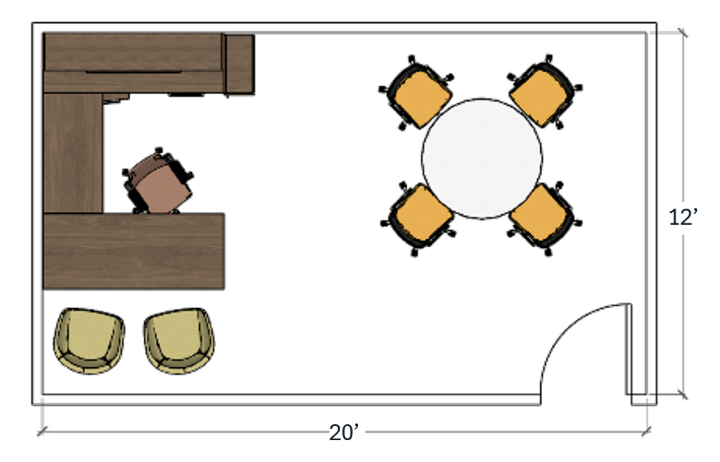 West Lafayette executive office 20 by 12 foot floor plan
