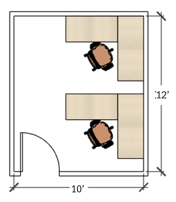 West Lafayette shared office 10 by 12 foot floor plan