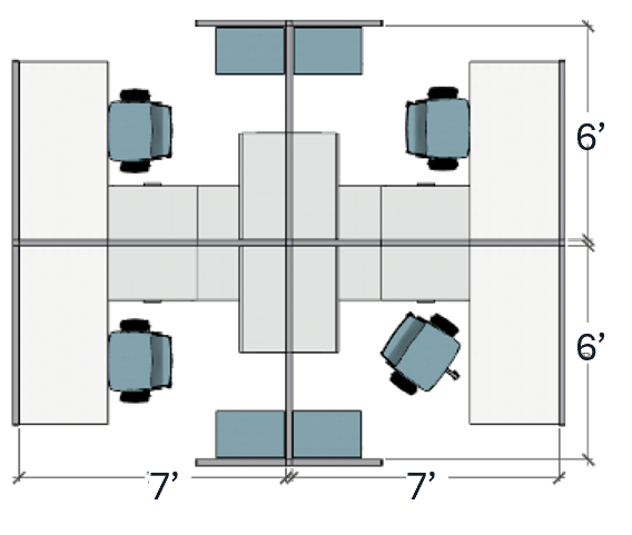 West Lafayette workstation four 7 by 6 foot floorplans