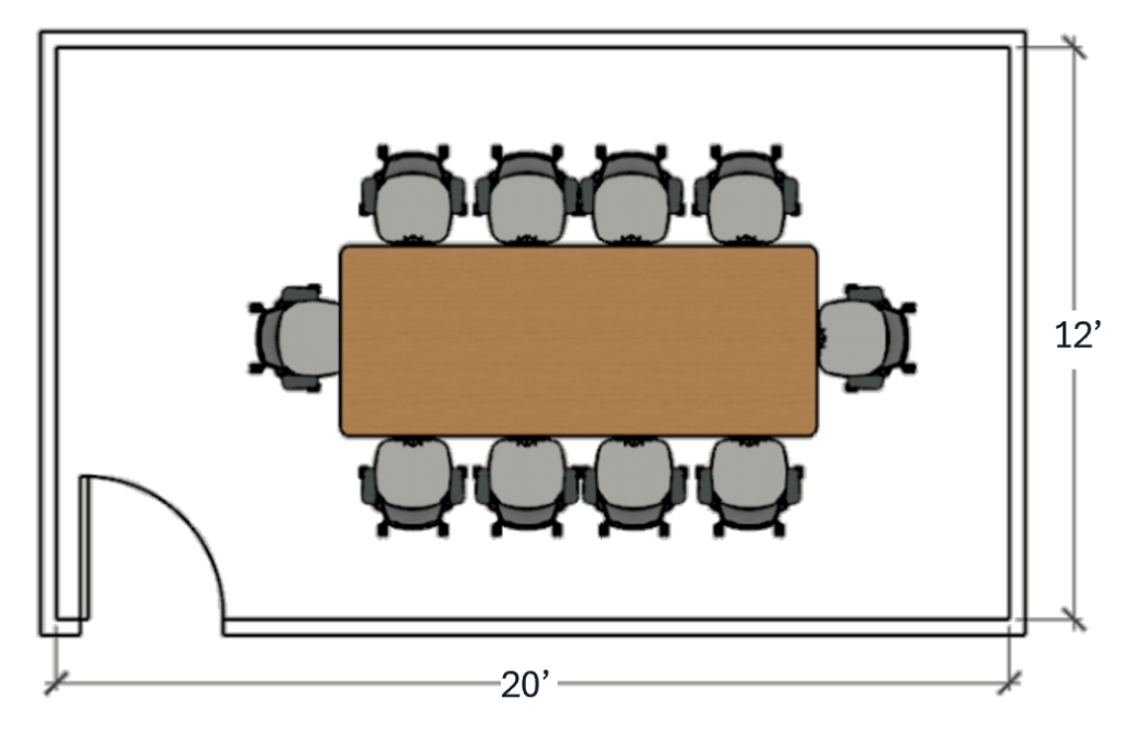 West Lafayette medium conference room 20 by 12 foot floor plan