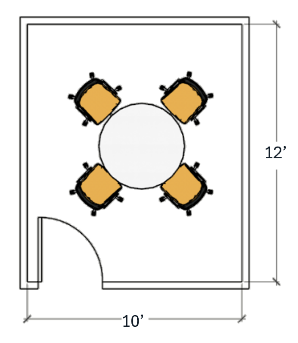 West Lafayette huddle room 10 by 12 foot floor plan