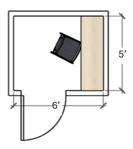 West Lafayette phone booth 6 by 5 foot floor plan