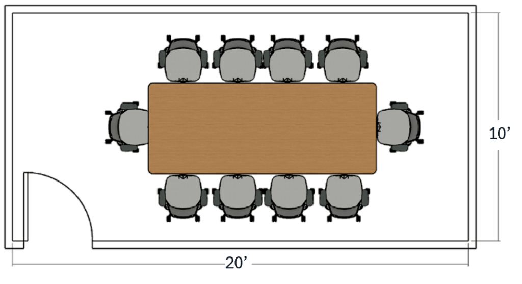 Indianapolis medium conference room 20 by 10 foot floor plan