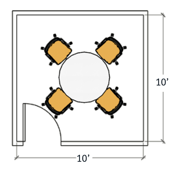 Indianapolis huddle room 10 by 10 foot floor plan