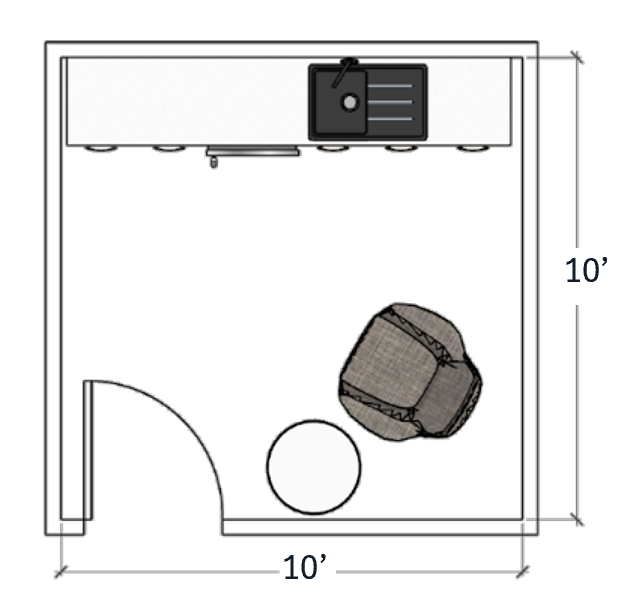 Indianapolis wellness room 10 by 10 foot floor plan