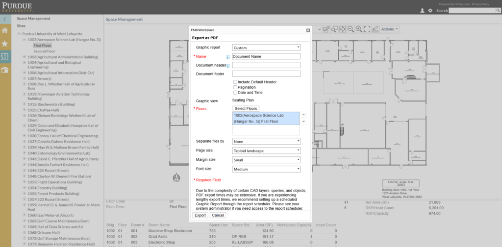 Screenshot of the Export as PDF settings.