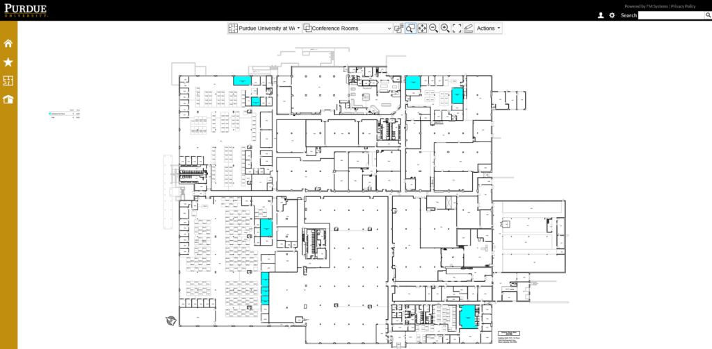 Screenshot showing the Conference Rooms graphical view.