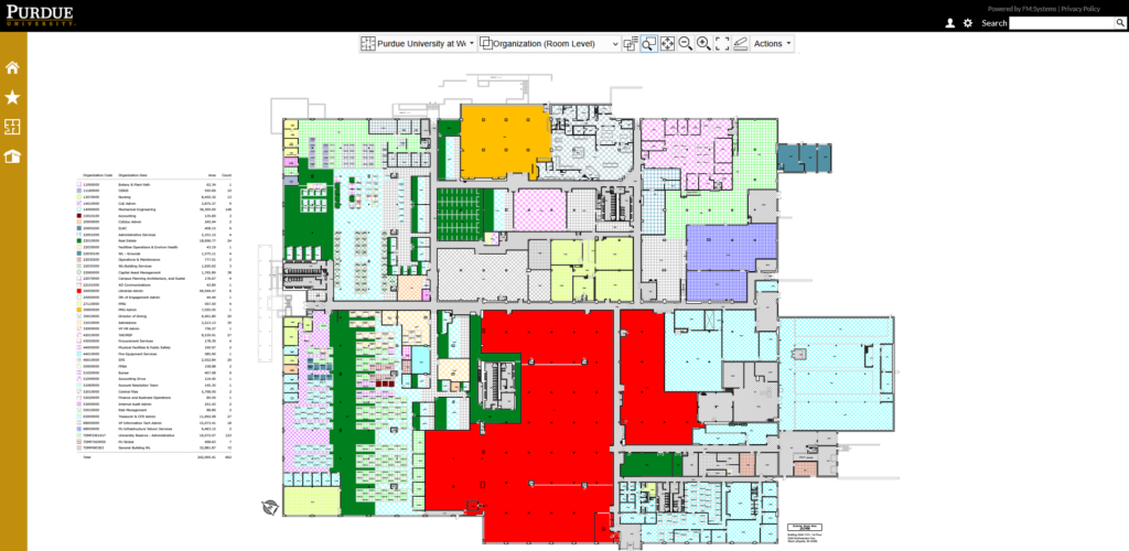Screenshot showing the Organization (Room Level) graphical view.