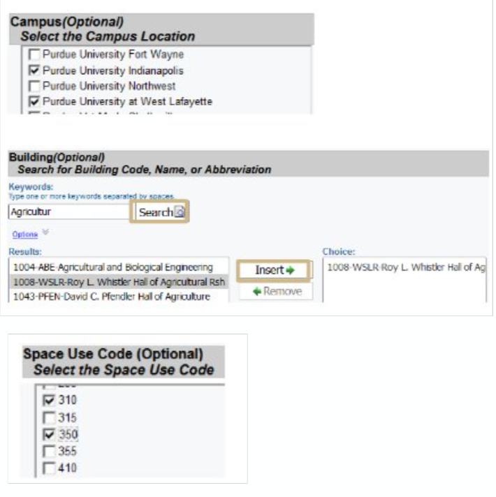 Screenshot showing the Room Summary Details to select to generate the Room Summary Details report.