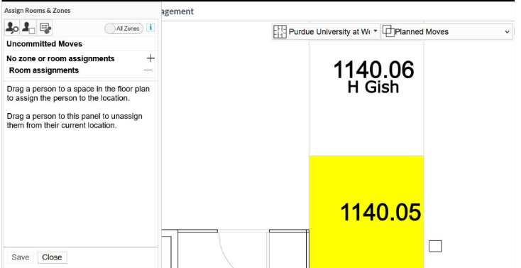 Screenshot showing the next steps to move an individual from one room to another.