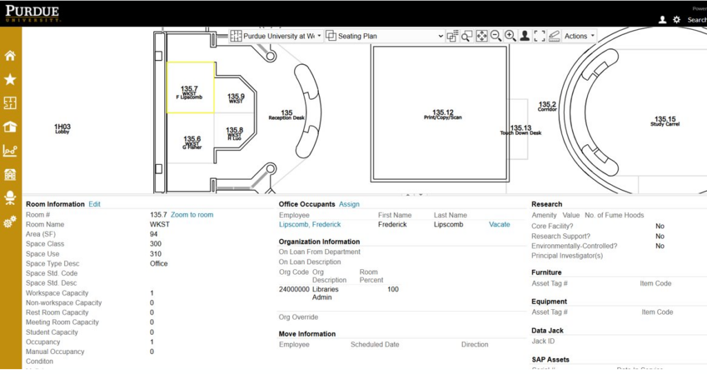 Screenshot showing all room data. 