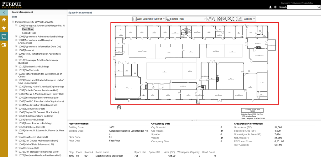 Screenshot of FM:S showing the visual floor plan highlighted by a red box.