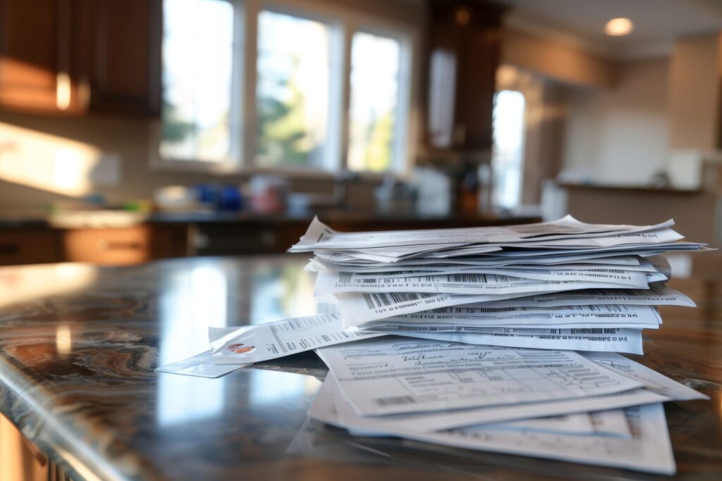 stack of unpaid bills