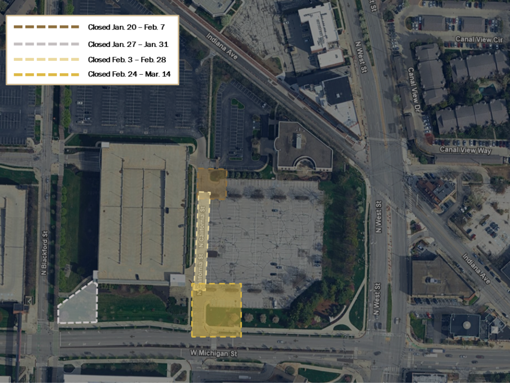 Preparatory work that will close the portion of N. California Street north of W. Michigan Street will begin this month.