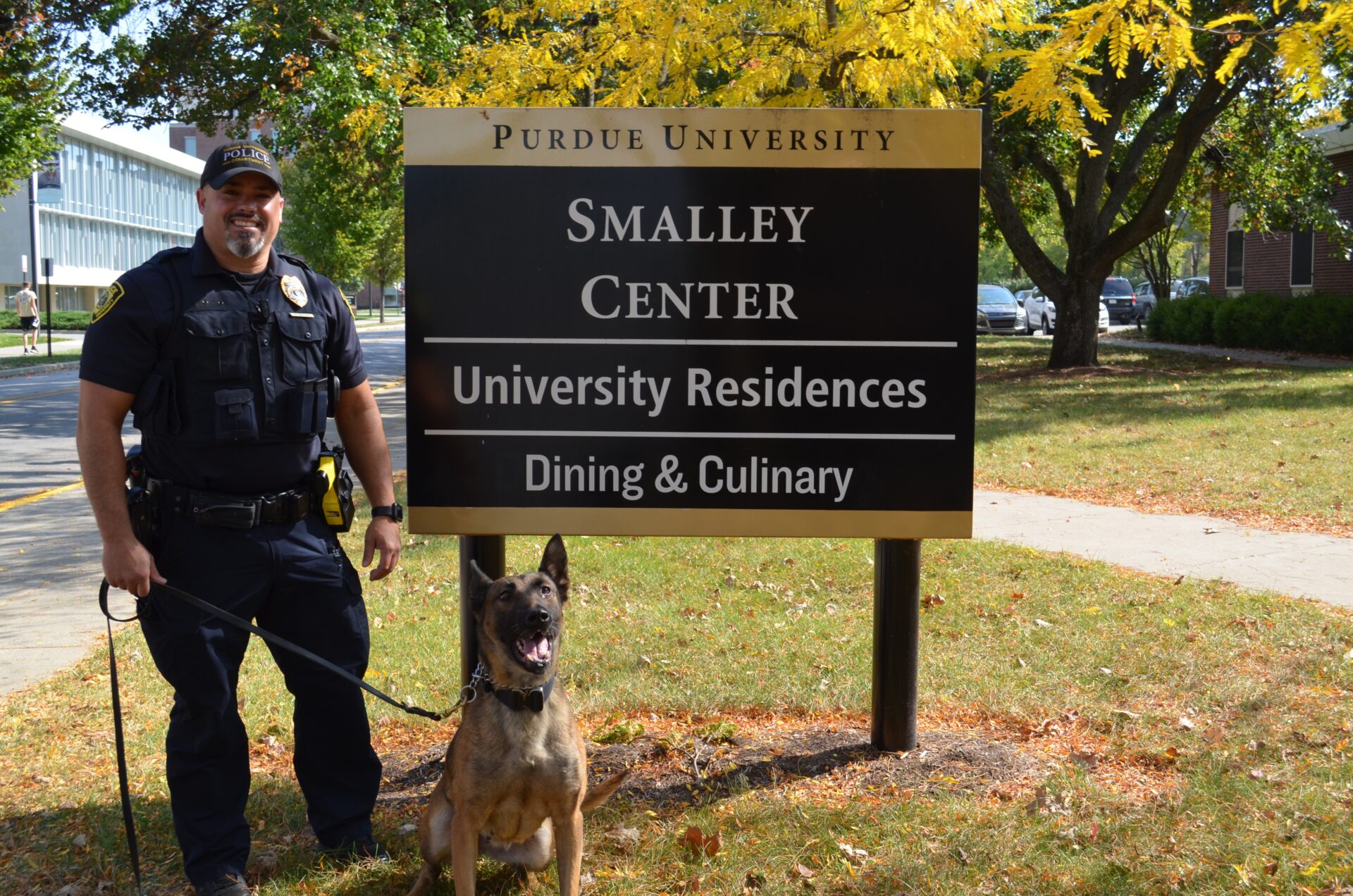 Lt. Balzer and K-9 Senna with the Purdue University Police Department.