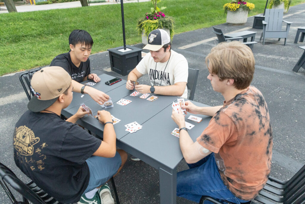 Students playing cards