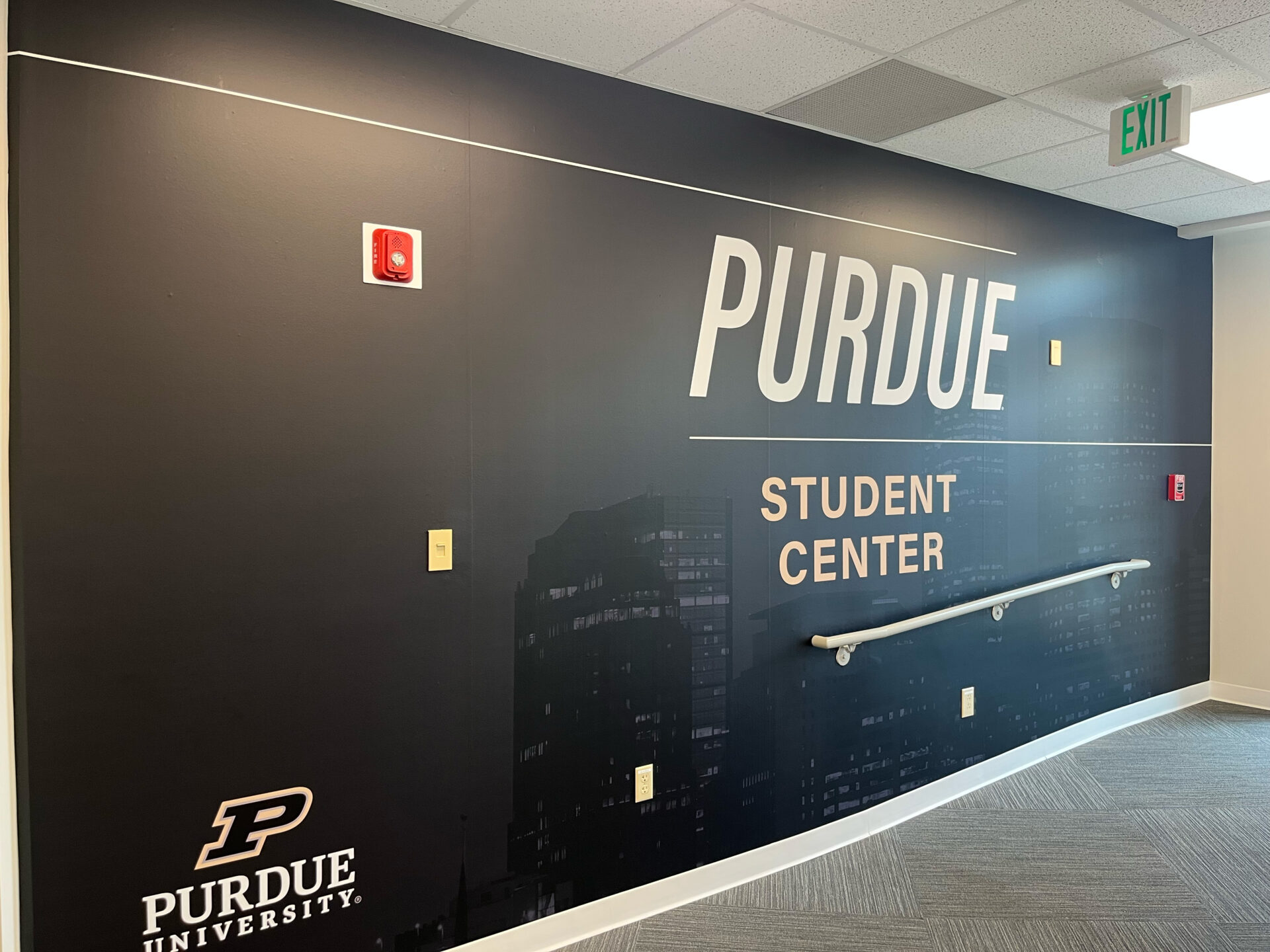 Interior entrance sign at the Indianapolis Student Center