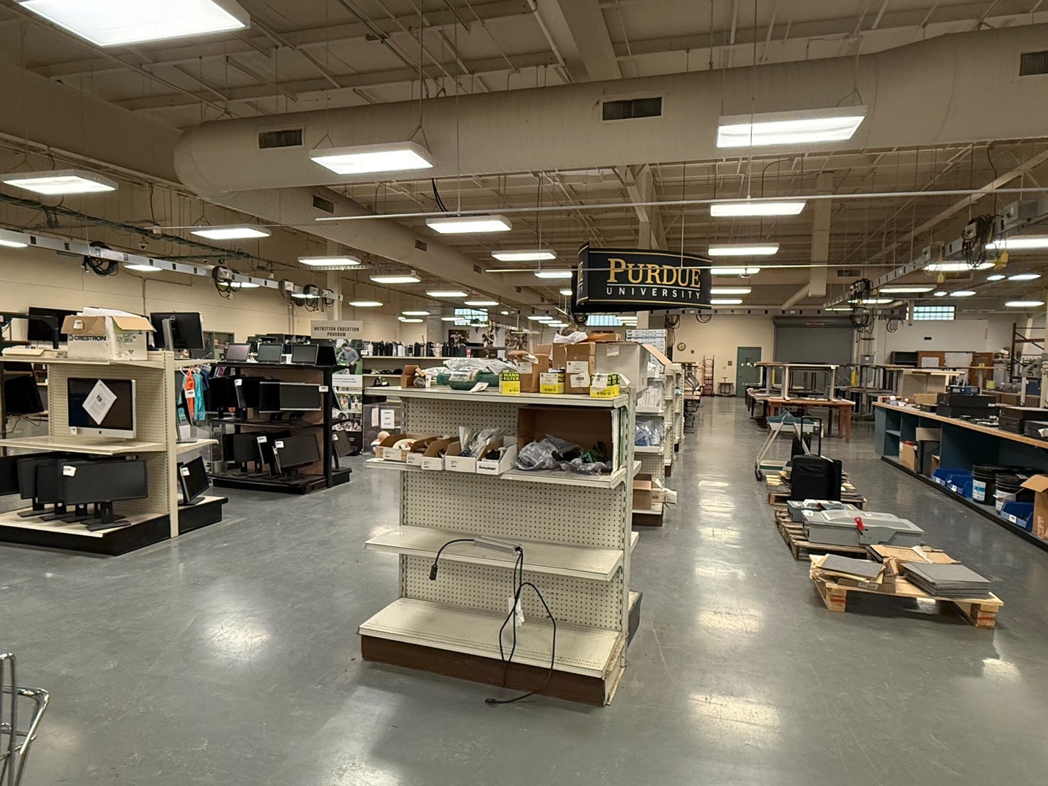 Interior view of the Purdue Surplus Store