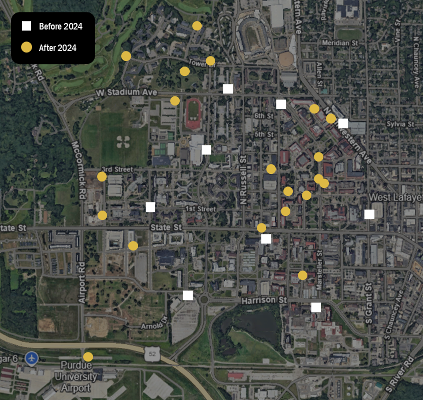 Purdue has grown the number of Veo only parking by over 20 spaces since 2024.