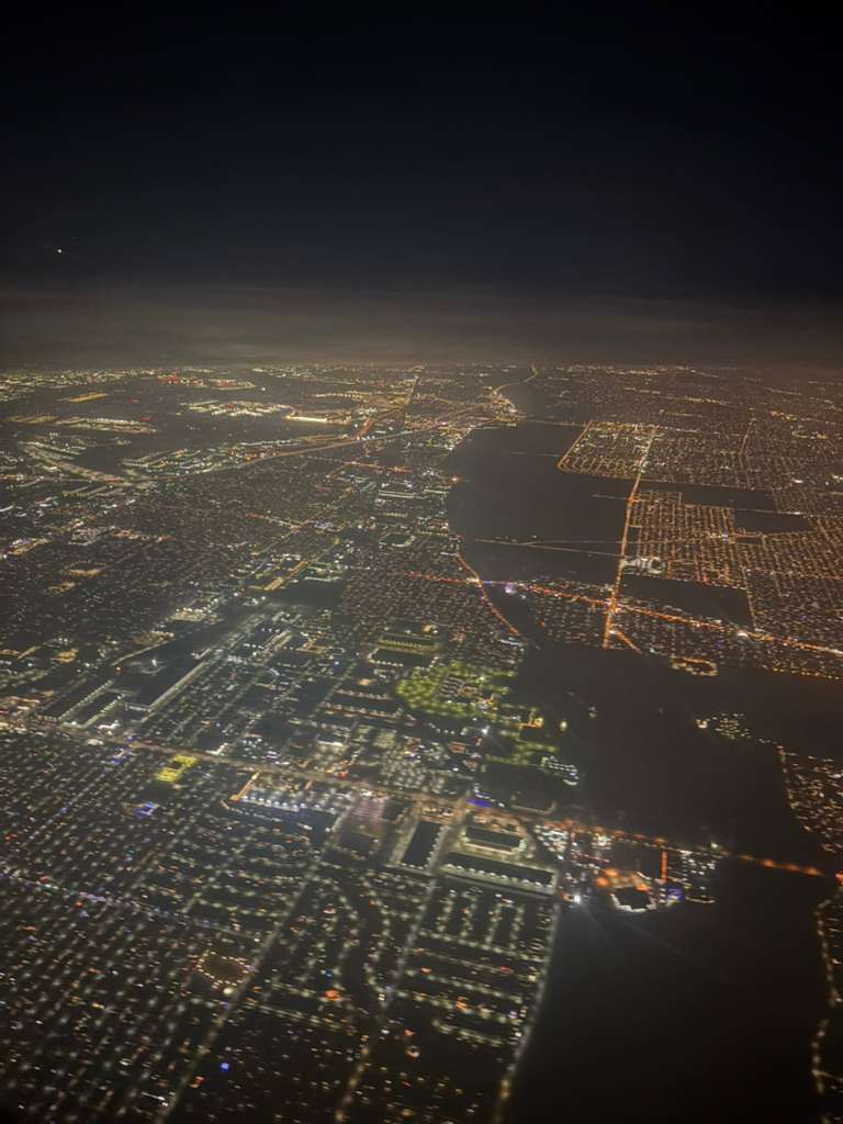 A Purdue traveler's view out the window from their plane seat