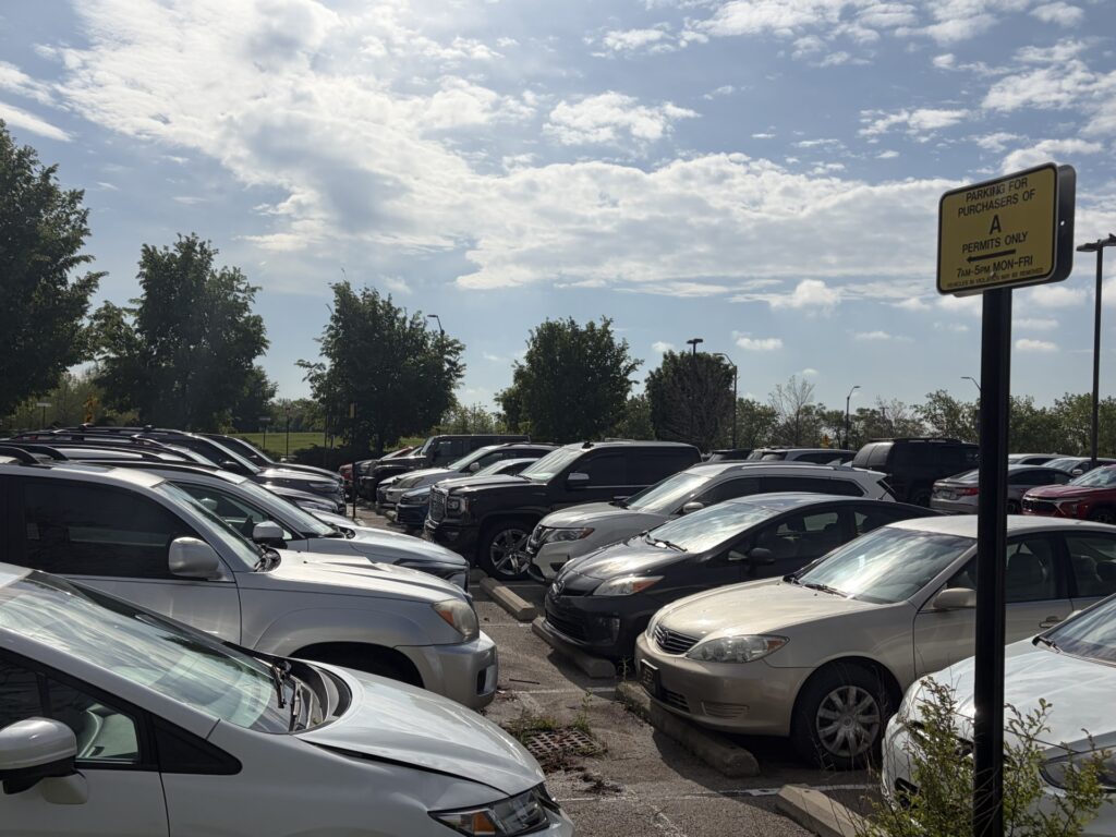 Vehicles parking in Purdue "A" permitted spaces
