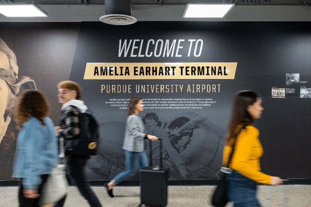 Travelers are able to book flights through the Purdue University Airport website. Fly from West Lafayette to Chicago O’Hare International Airport to connect to hundreds of destinations across the country and around the world. Photo by Purdue Brand Studio.