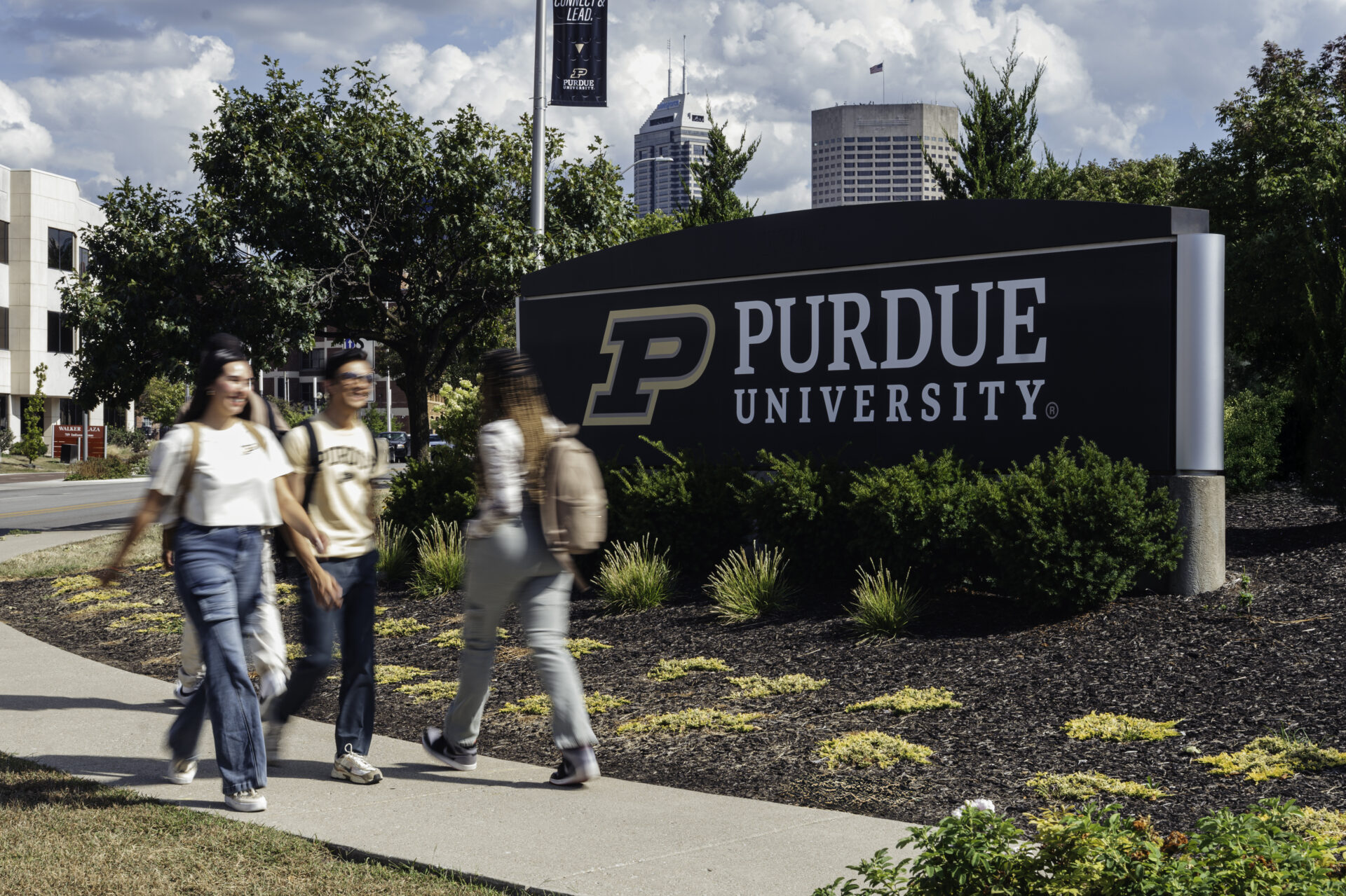 Several safety resources are available at the Indianapolis location, including PurdueALERT, the SafeZone app and transportation programs. Photo by Purdue Brand Studio.