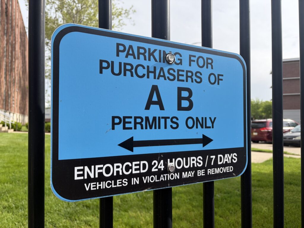 Sign for A and B permit parking