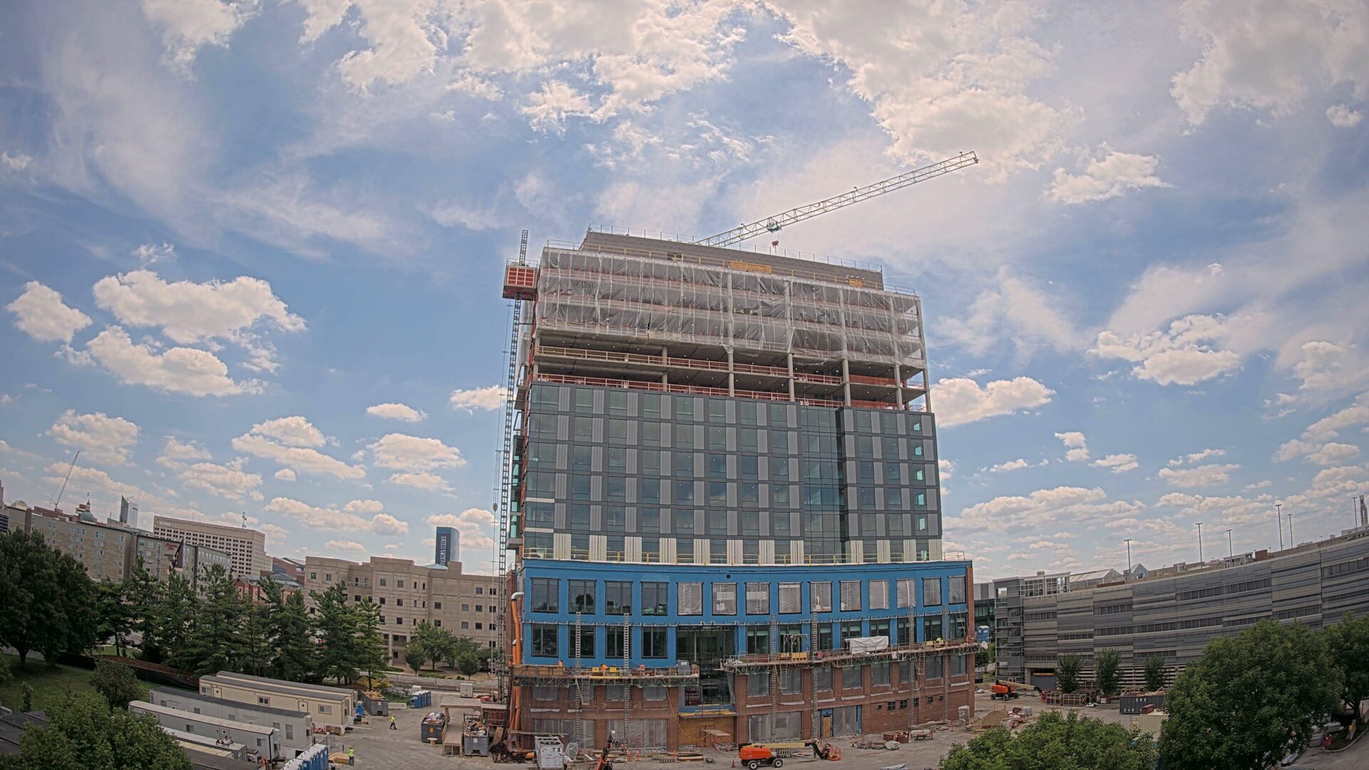 Progress continues on the Academic Success Building in Indianapolis as a new academic year gets underway. Photo provided by construction cam.