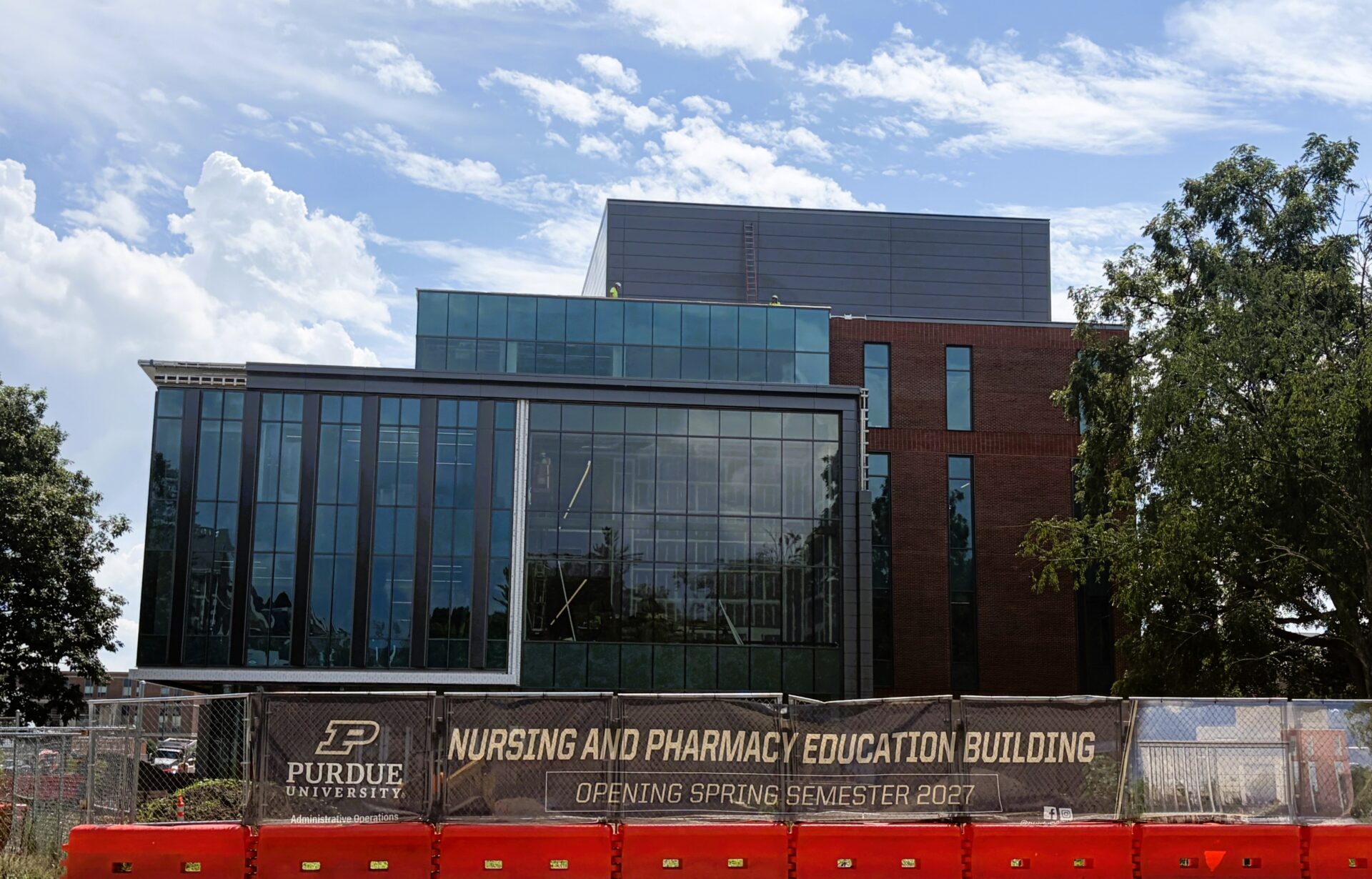 The Darr-Chaney Hall of Pharmacy and Dauch Hall of Nursing, located at the intersection of Mitch Daniels Boulevard and Russell Street, will feature labs, collaboration spaces, active-learning classrooms and research facilities. Photo provided by Administrative Operations Communications.