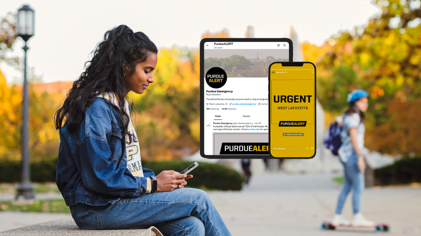 PurdueALERT is the university's emergency warning notification system.