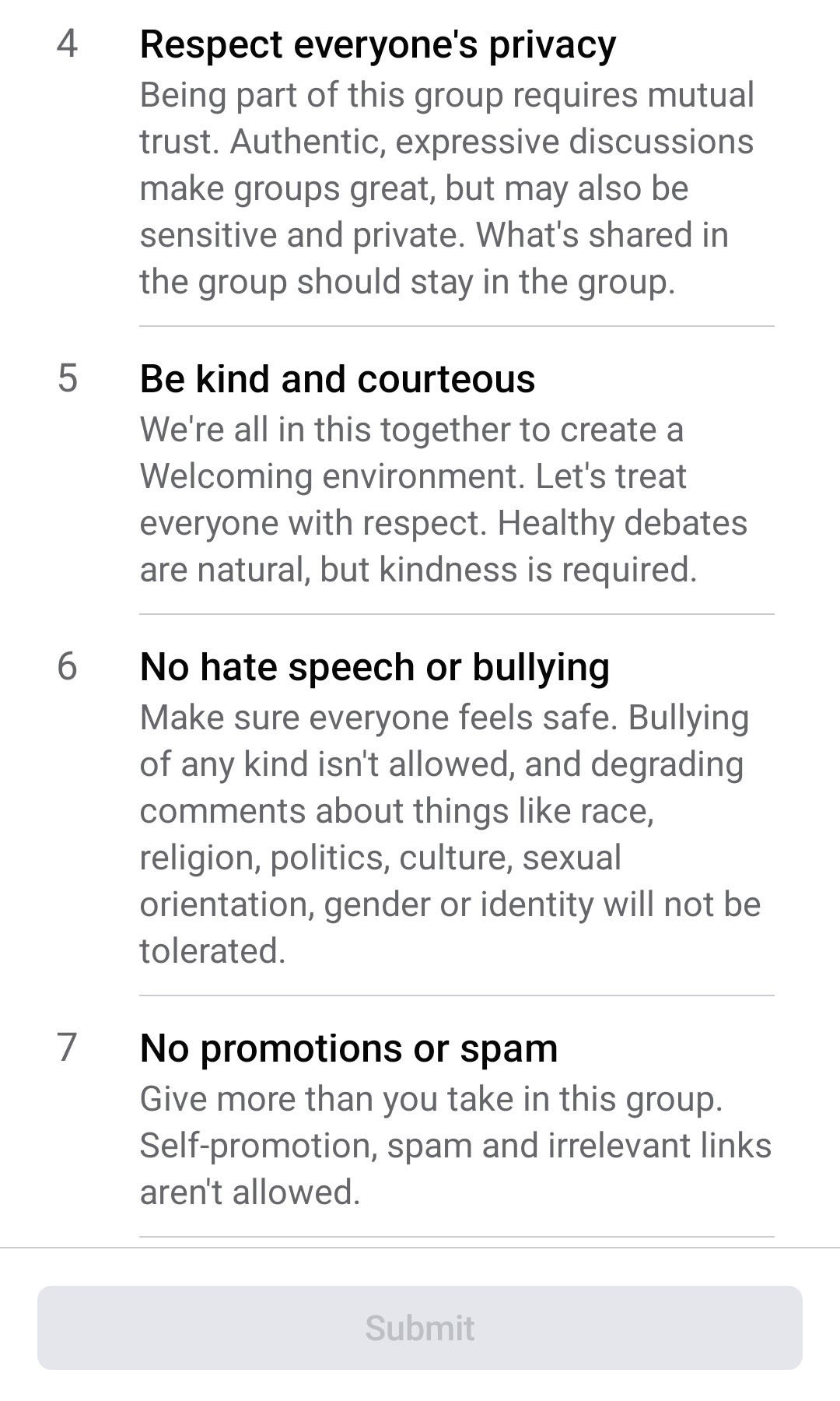 second screenshot of group rules