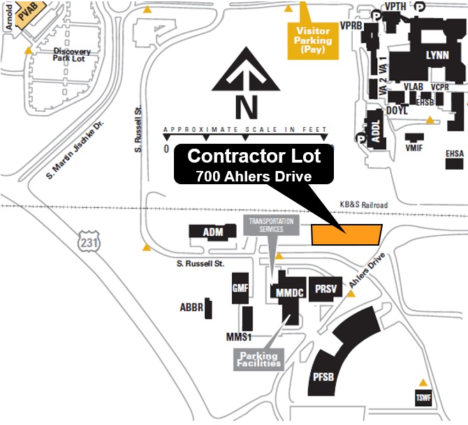 Contractor parking is available ay 700 Ahlers Drive.