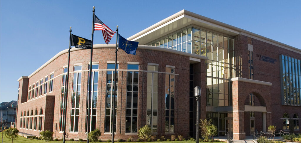 Shot of building with flags