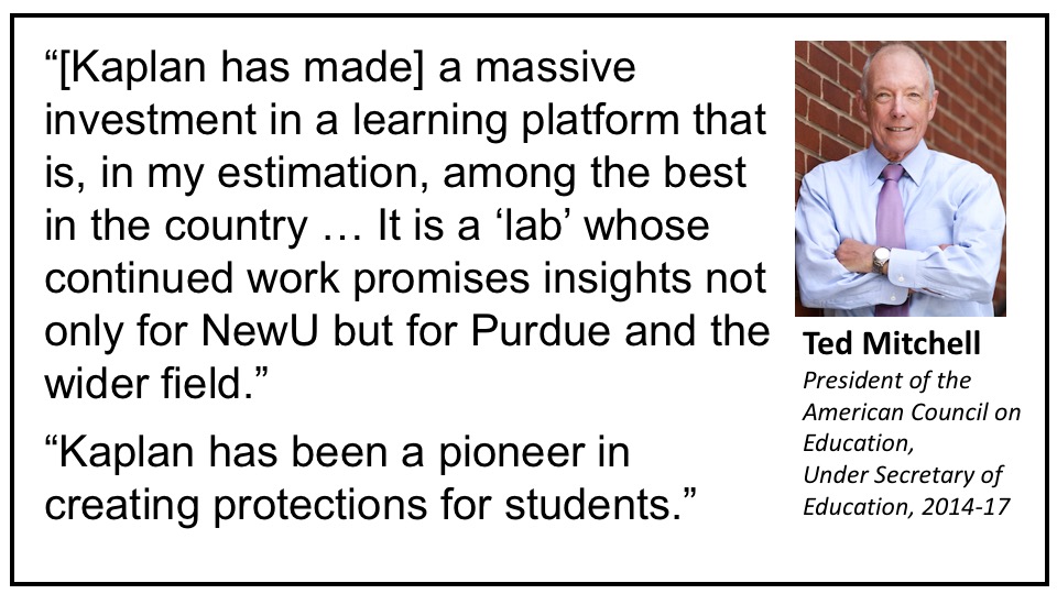 Quote from Ted Mitchell supporting Purdue's acquisition of Kaplan University