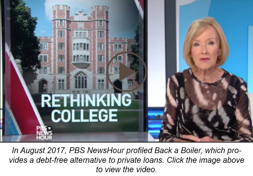 Link to PBS NewsHour special: Purdue invests in students’ futures with new model of financing