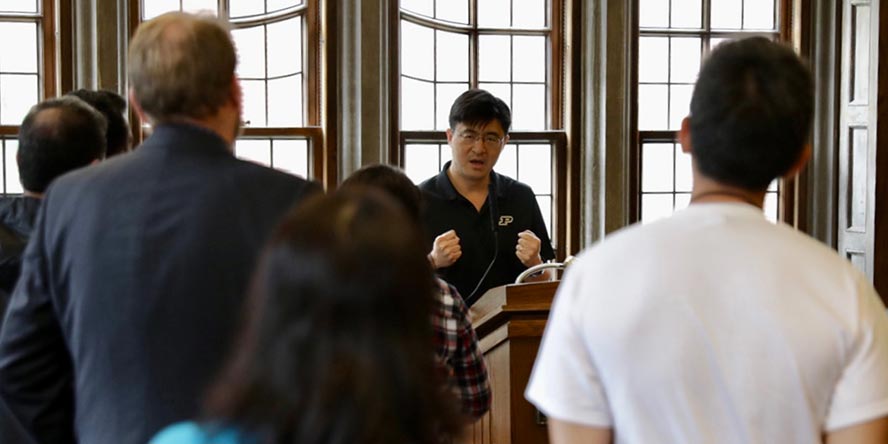 President Chiang addressing the President’s Parent & Family Leadership Council during fall orientation 2023.