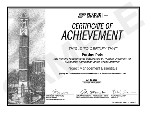 PM Certificate Sample