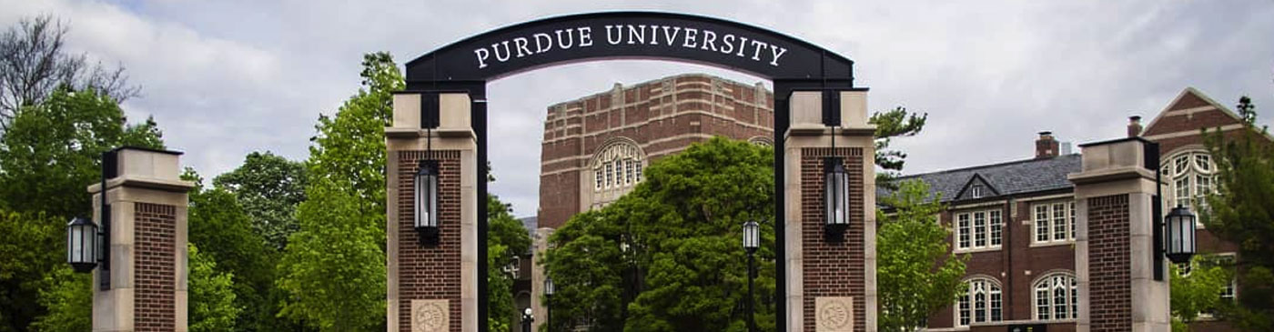 PIctured: banner image of the Purdue Arch, an entryway monument on Purdue's campus