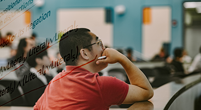 Student in a classroom looking ahead