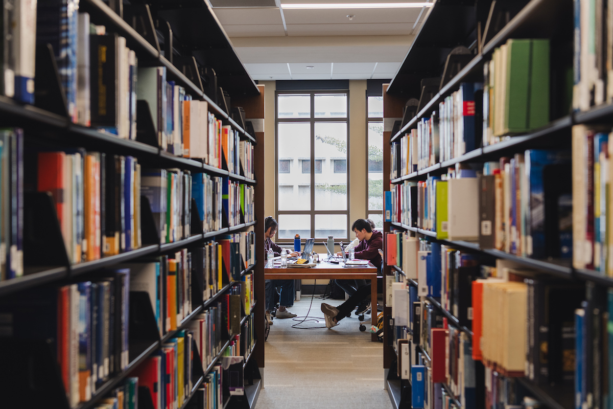 students studying in the library