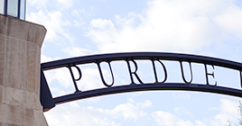 View of Purdue arch with just Purdue showing