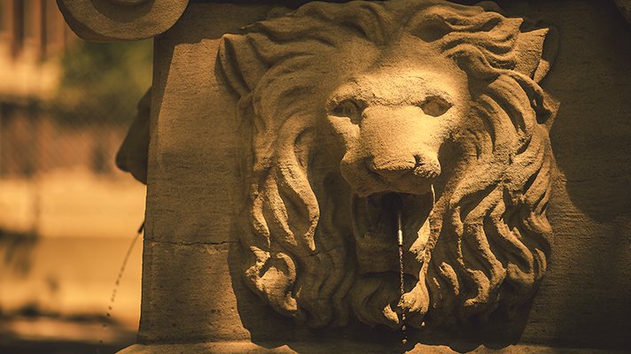 Close up of Lion statue on Purdue campus