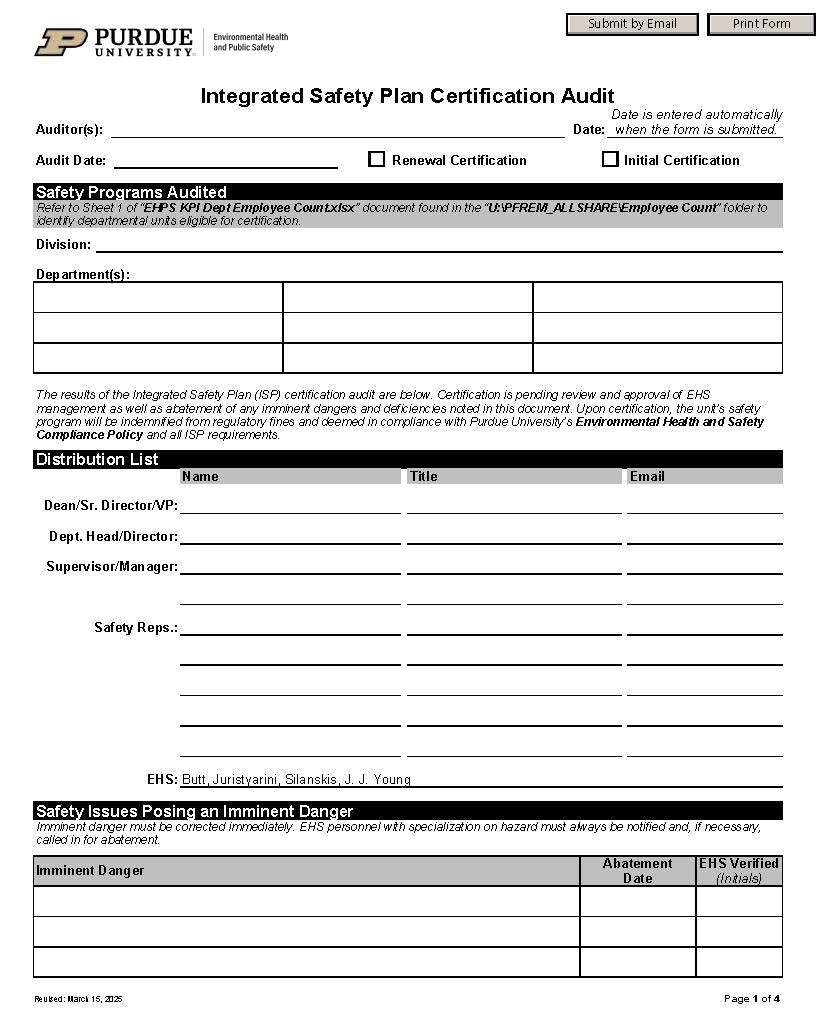 integrated safety plan certification audit